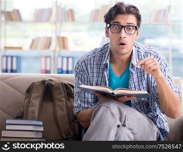 The caucasian student preparing for university exams. Caucasian student preparing for university exams