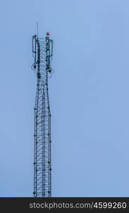 the cell tower on blue sky background