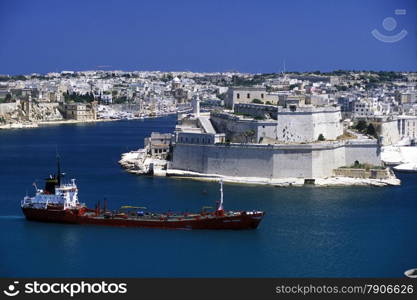 The centre of the Old Town of the city of Valletta on the Island of Malta in the Mediterranean Sea in Europe.&#xA;