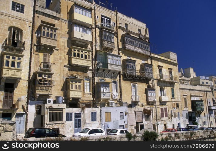 The centre of the Old Town of the city of Valletta on the Island of Malta in the Mediterranean Sea in Europe.&#xA;