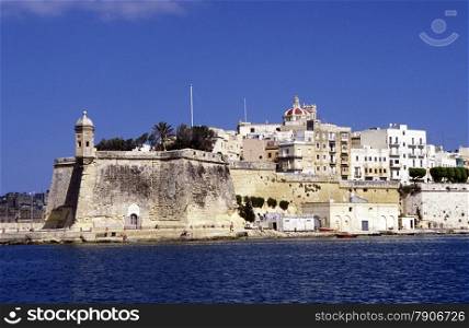 The centre of the Old Town of the city of Valletta on the Island of Malta in the Mediterranean Sea in Europe.&#xA;
