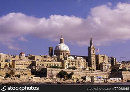 The centre of the Old Town of the city of Valletta on the Island of Malta in the Mediterranean Sea in Europe.&#xA;