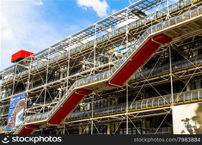 The Centre Pompidou in Paris designed in the style of high-tech architecture