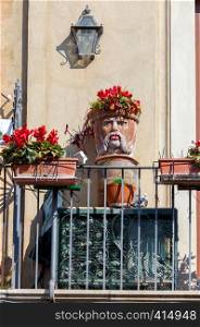 The ceramic head of Moor is the traditional symbol of Sicily. taormina. Italy.. Taormina. Ceramic head of the Moor.