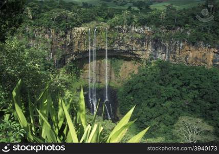 the chamarel waterfall near the town of Chamarel on the island of Mauritius in the indian ocean. INDIAN OCEAN MAURITIUS CHAMAREL WATERFALL