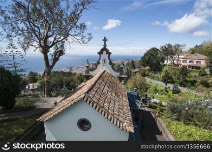 the chapel of Babosas in Monte north of the city centre of Funchal on the Island Madeira of Portugal. Portugal, Madeira, April 2018. PORTUGAL MADEIRA FUNCHAL MONTE CHAPEL