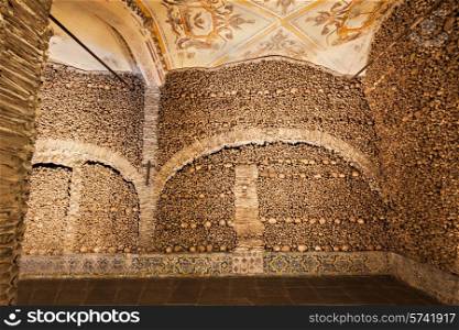 The Chapel of Bones (Capela dos Ossos) is one of the best known monuments in Evora, Portugal&#xA;