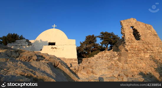 The Chaple situated within Monolithos Castle in Rhodes in Greece