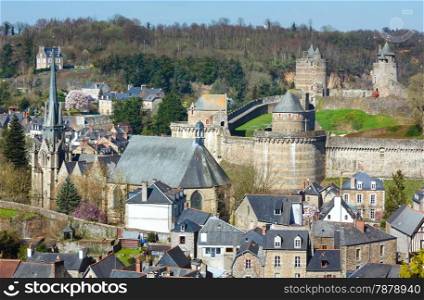 The Chateau de Fougeres (France) spring view. Build in XII-XV century.