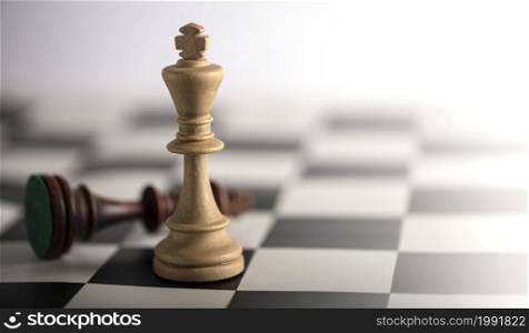 The Chess pieces on a chessboard. The concept of playing and winning a chess tournament. Chess pieces on a chessboard. The concept of playing and winning a chess tournament