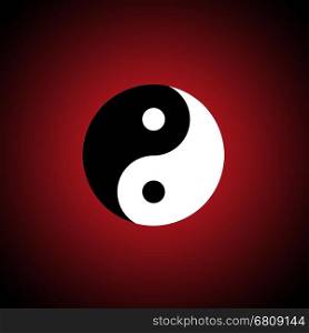 The Chinese symbol (yin-yang). A dark red background.