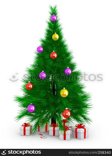 The Christmas tree and gift. 3d render