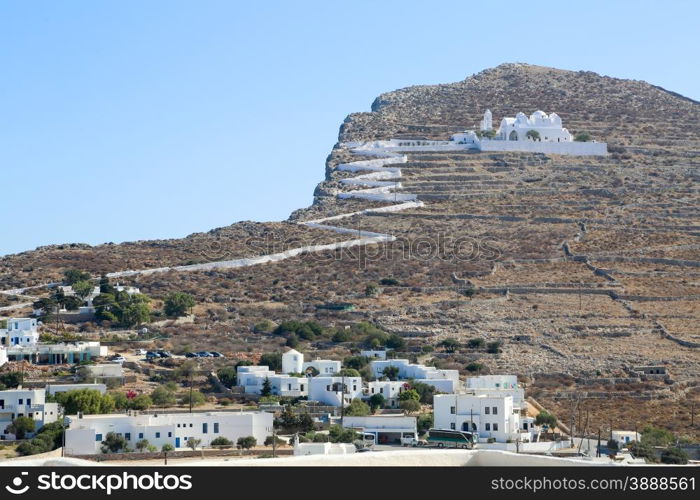 The church at the top of the hill in Chora, Folegandros