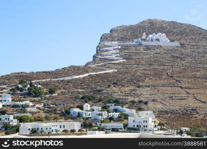 The church at the top of the hill in Chora, Folegandros