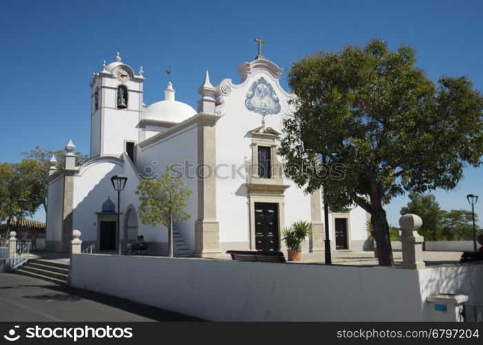 the Church Igreja de Sao Lourenco in the old town of Almancil at the east Algarve in the south of Portugal in Europe.. EUROPE PORTUGAL ALGARVE ALMANCIL CHURCH