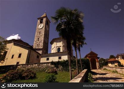 the Church in the old town of Baveno on the Lago maggiore in the Lombardia in north Italy. . EUROPE ITALY LOMBARDIA