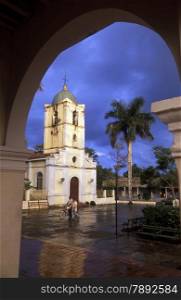 the church in the village of Vinales on Cuba in the caribbean sea.. AMERICA CUBA VINALES