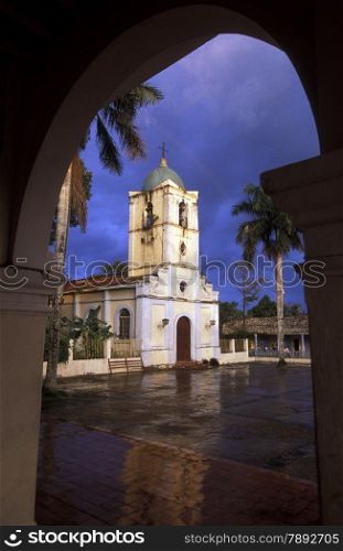 the church in the village of Vinales on Cuba in the caribbean sea.. AMERICA CUBA VINALES