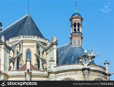 The Church of Saint Eustace top, Paris. The present building was built between 1532 and 1632. Architects are unknown.