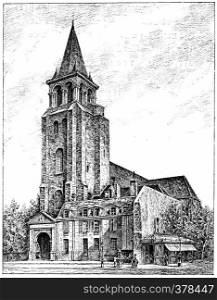 The church of Saint-Germain des Pres, vintage engraved illustration. Paris - Auguste VITU ? 1890.