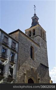 The Church of San Miguel built in the 16th century is located near the Plaza Mayor in Segovia, Spain