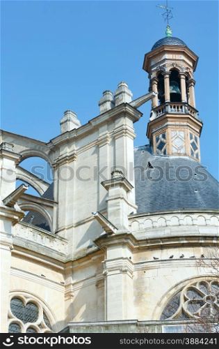 The Church of St Eustace top view, Paris. The present building was built between 1532 and 1632. Architects are unknown.