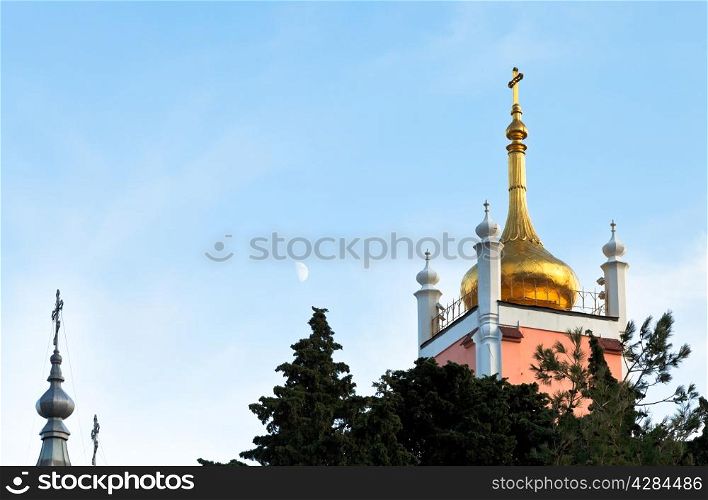 The Church of St. John Chrysostom on Polikurovsky Hill in Yalta, Crimea in evening