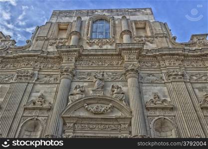 The Church of St. Mary of Constantinople and Saint Angel in the old town of Lecce in the southern of Italy (17th century)