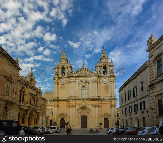 The church of St. Paul in Mdina is the cathedral of the Archdiocese Malta
