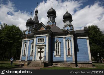 The church of the smal town of Druskininkai in the south of Vilnius and the Baltic State of Lithuania,