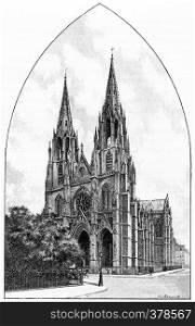 The church Sainte-Clotilde, vintage engraved illustration. Paris - Auguste VITU ? 1890.