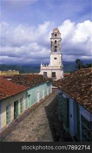 the church the old Town of the Village of trinidad on Cuba in the caribbean sea.. AMERICA CUBA TRINIDAD
