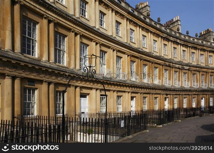 The Circus Crescent in the City of Bath in southwest England.