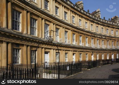 The Circus Crescent in the City of Bath in southwest England.