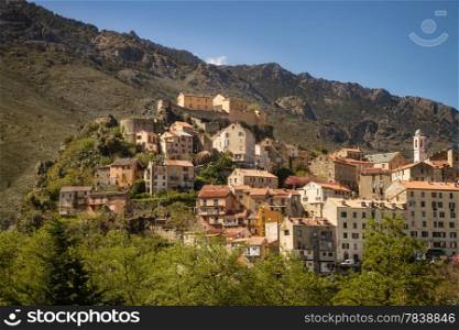 The citadel and town of Corte in Corsica