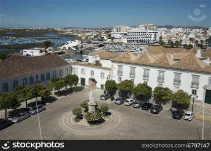 the city centre at the Lago de Se in the old town of Faro at the east Algarve in the south of Portugal in Europe.. EUROPE PORTUGAL ALGARVE FARO LARGO DE SE