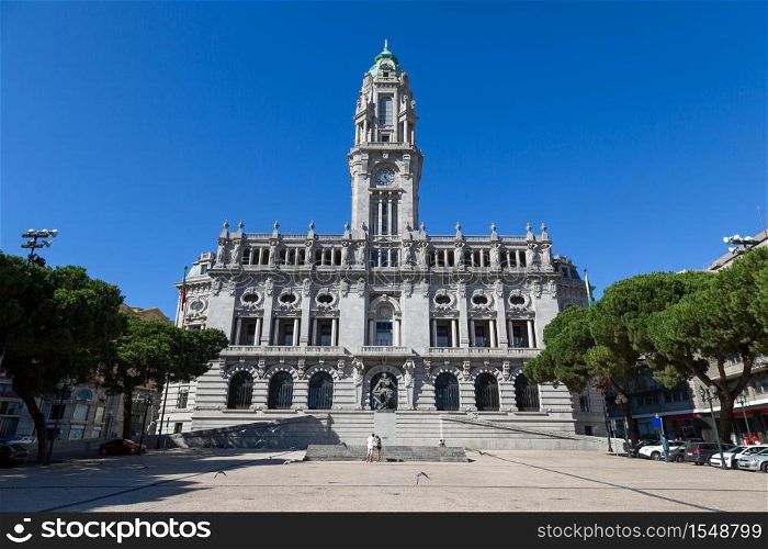 The City Hall in Porto, Portugal in a beautiful summer day