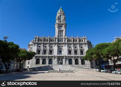 The City Hall in Porto, Portugal in a beautiful summer day