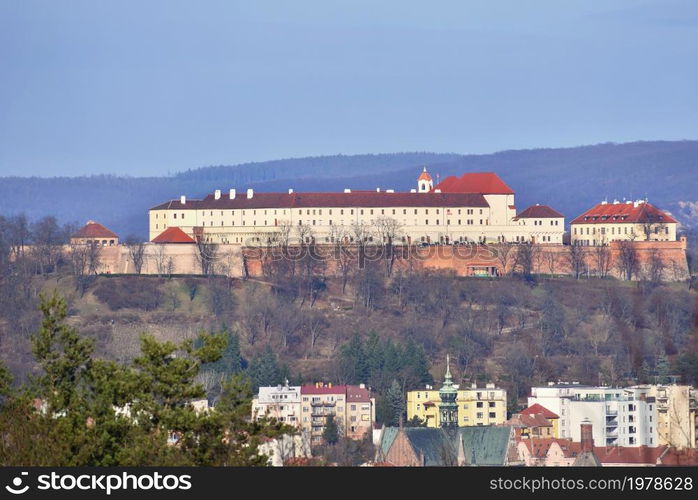 The city of Brno, Czech Republic-Europe. Top view of the city with monuments and roofs. Beautiful old castle - Spilberk