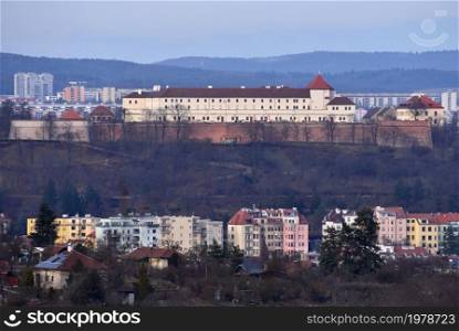 The city of Brno, Czech Republic-Europe. Top view of the city with monuments and roofs.
