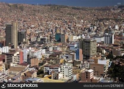 The city of La Paz in Bolivia viewed from Mirador Kilikili