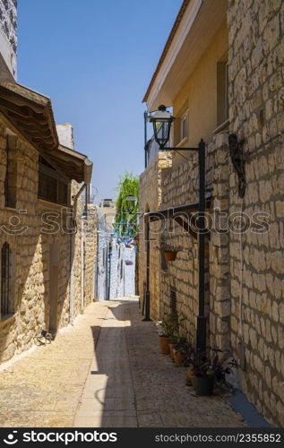 The city of Safed in northern Israel in the Galilee, which has retained its unique status as a center for Judaica with many sites.