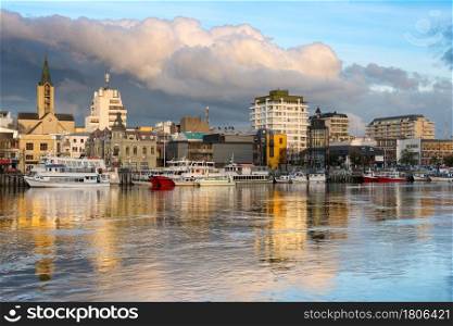 The city of Valdivia at the shore of Calle-Calle river, Region de Los Rios, Chile