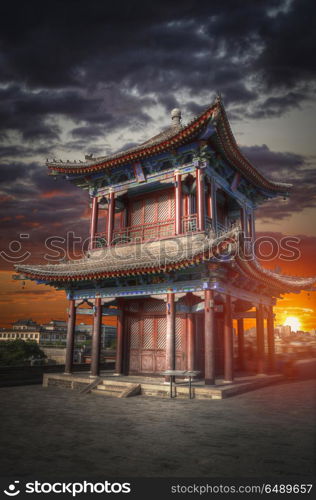 The city wall in around the old Xian. China. city wall of Xian