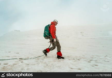 The climb in high snowy mountains