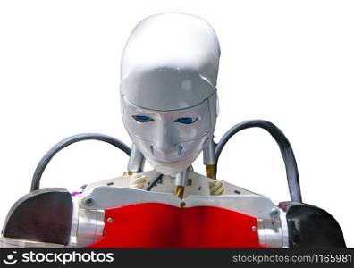 The Close-up of humanoid robot head with micro-cameras eyes. Close-up of humanoid robot head with micro-cameras eyes