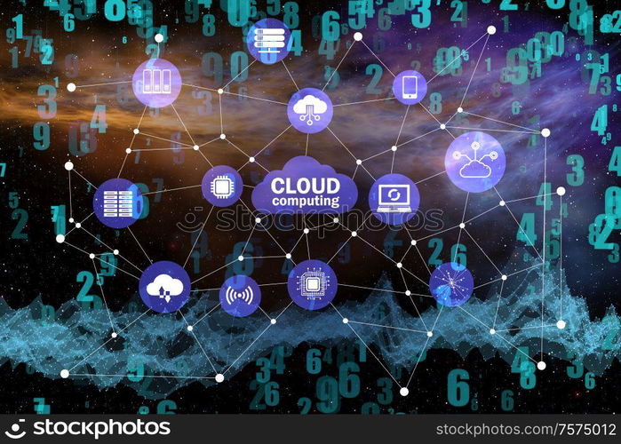 The cloud computing concept - 3d rendering. Cloud computing concept - 3d rendering