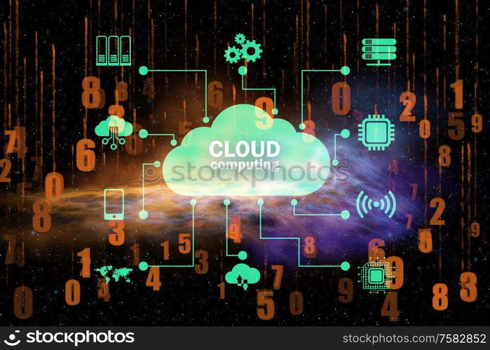 The cloud computing concept - 3d rendering. Cloud computing concept - 3d rendering