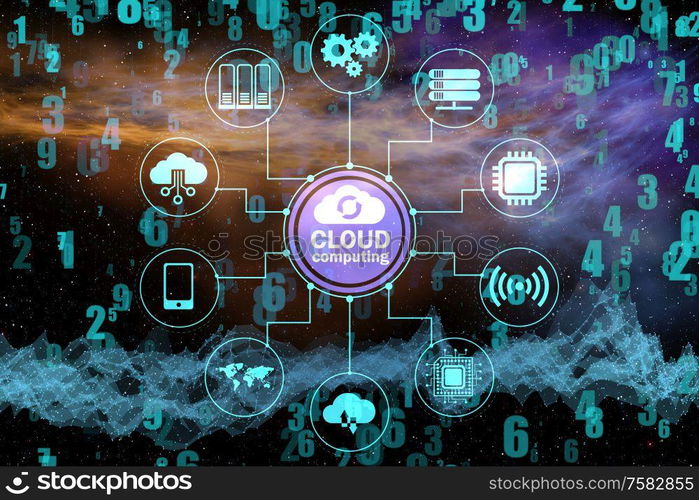The cloud computing concept - 3d rendering. Cloud computing concept - 3d rendering