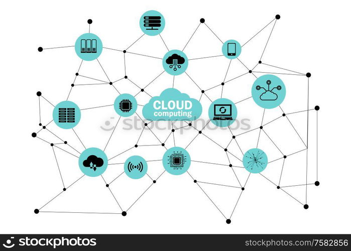 The cloud computing concept - 3d rendering. Cloud computing concept - 3d rendering